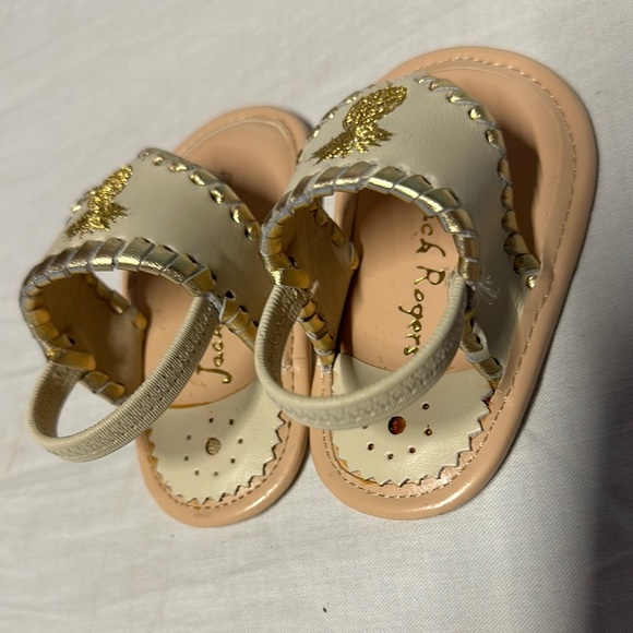 Jack Rogers Cream and Gold Sandals with Decorative Embellishment - Picture 3 of 4